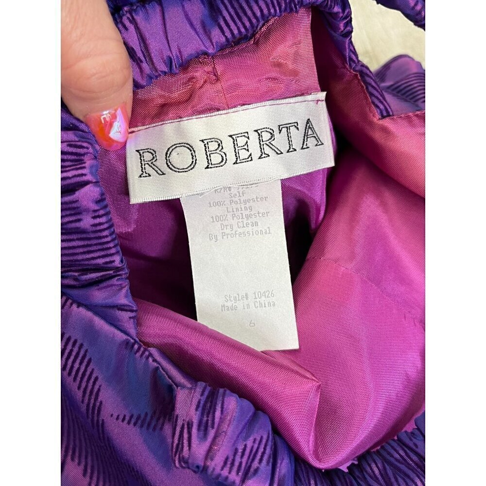 Roberta Purple One Shoulder Jacquard Mini Dress Sz 6 Cocktail Wedding Guest - Picture 7 of 9